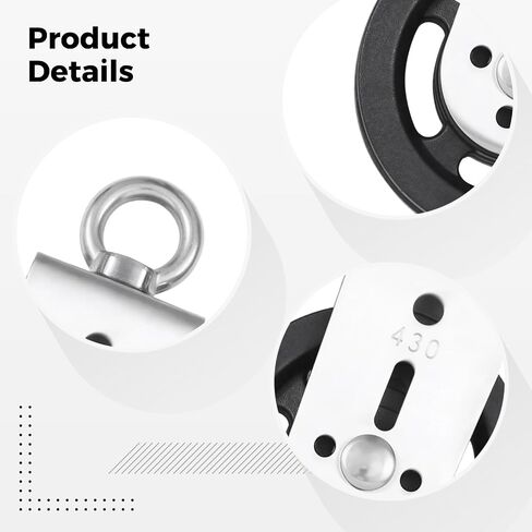 Swivel Wheel Gym Pulley Blocks, Heavy Duty for LAT System, 5.7 x 3.5 in / 14.5 x 8.8 cm Nylon Cable Pulley, 180° Rotation, Home Gym Wall Mount Pulley, DIY Fitness Equipment in Kuwait