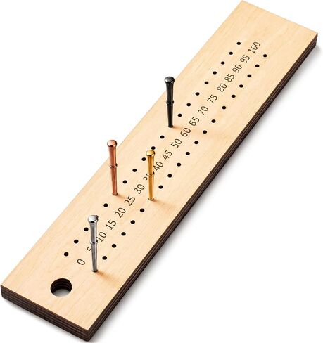 Nuanchu Crokinole Score Keeper Board for 2 Players, Wooden Tournament Style Score Tracker with 4 Metal Pegs for Crokinole Game Night in Kuwait