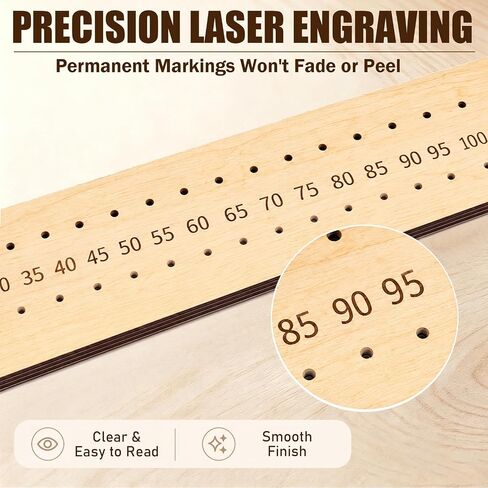 Nuanchu Crokinole Score Keeper Board for 2 Players, Wooden Tournament Style Score Tracker with 4 Metal Pegs for Crokinole Game Night in Kuwait