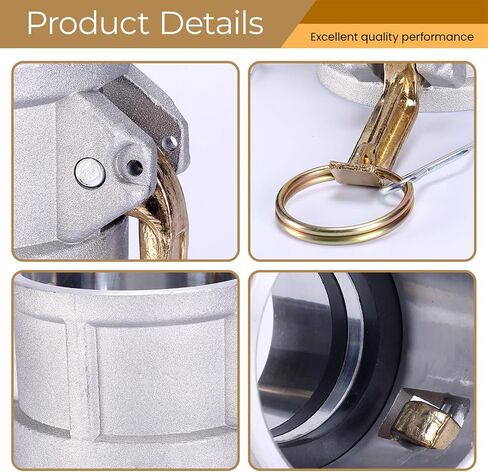 قارنة توصيل بكرة الأخدود والكاميرا DD2020 من الألومنيوم، 2 بوصة Camlock أنثى × 2 بوصة أنثى Camlock مناسبة لتبريد الزيت الهيدروليكي ومياه الزيت، 250 رطل لكل بوصة مربعة (2 بوصة × 2 بوصة) in Kuwait