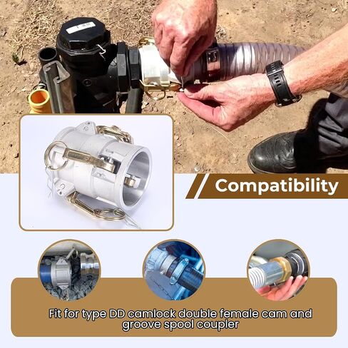 قارنة توصيل بكرة الأخدود والكاميرا DD2020 من الألومنيوم، 2 بوصة Camlock أنثى × 2 بوصة أنثى Camlock مناسبة لتبريد الزيت الهيدروليكي ومياه الزيت، 250 رطل لكل بوصة مربعة (2 بوصة × 2 بوصة) in Kuwait