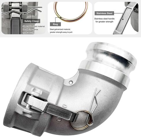 SAFBY Aluminum Type DA Camlock Fitting, 90° Elbow, 3" Female x 3" Male (DA90-30-AL)， Industrial-Grade Liquid Transfer Coupling for Petroleum, Chemicals & Water in Kuwait