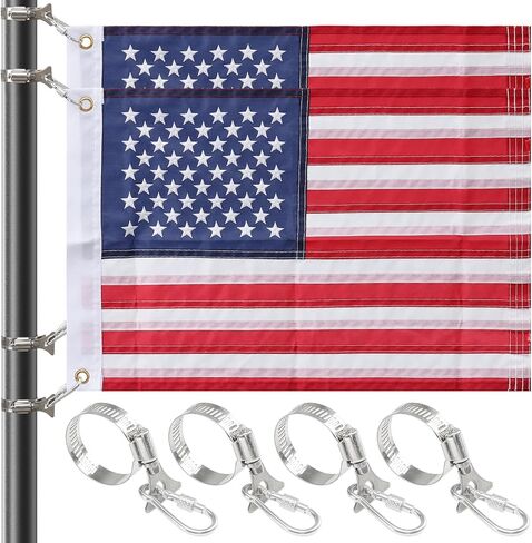 Boat Flag 2 Pack, American Flag for Boat 12 x 18 inches, US Universal Marine Boat Flag with 4 Stainless Steel Clamps, Double Side Nylon Outdoor Banner for Marine, Boat in Kuwait