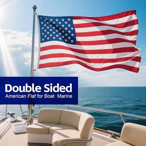 Boat Flag 2 Pack, American Flag for Boat 12 x 18 inches, US Universal Marine Boat Flag with 4 Stainless Steel Clamps, Double Side Nylon Outdoor Banner for Marine, Boat in Kuwait