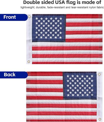 Boat Flag 2 Pack, American Flag for Boat 12 x 18 inches, US Universal Marine Boat Flag with 4 Stainless Steel Clamps, Double Side Nylon Outdoor Banner for Marine, Boat in Kuwait
