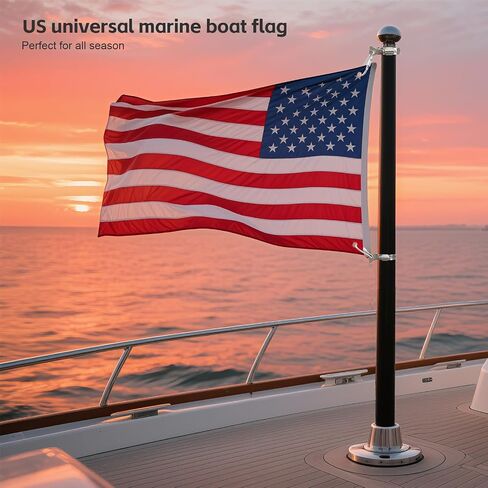 Boat Flag 2 Pack, American Flag for Boat 12 x 18 inches, US Universal Marine Boat Flag with 4 Stainless Steel Clamps, Double Side Nylon Outdoor Banner for Marine, Boat in Kuwait