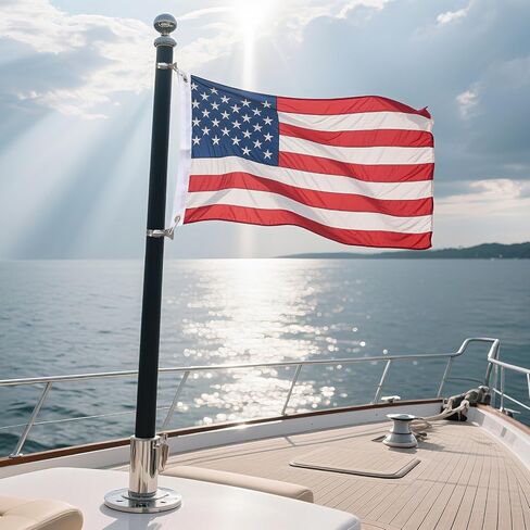 Boat Flag 2 Pack, American Flag for Boat 12 x 18 inches, US Universal Marine Boat Flag with 4 Stainless Steel Clamps, Double Side Nylon Outdoor Banner for Marine, Boat in Kuwait