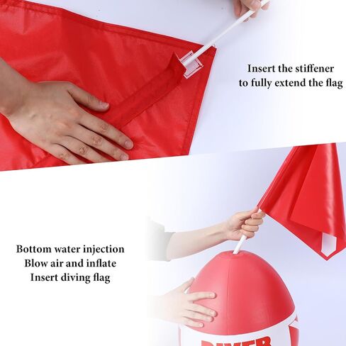 Dive Flag Float Mesh Drawstring Bag Set Inflatable Signal Floater with Dive Flag for Snorkeling Water Sport Signaling Swimming Boating Fishing in Kuwait