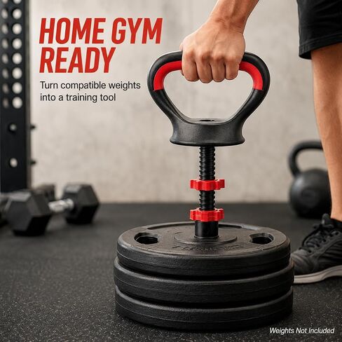 HEMOTON Adjustable Kettlebell Handle and Base, Dumbbell to Kettlebell Converter for Men Women, Build Your Kettle Bells Weights Set for Home Gym in Kuwait