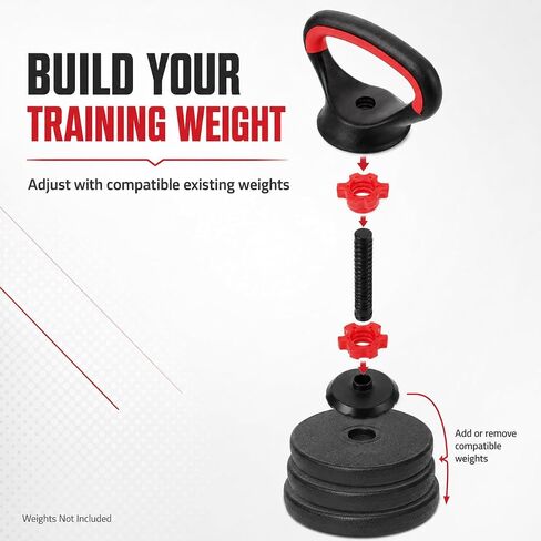 HEMOTON Adjustable Kettlebell Handle and Base, Dumbbell to Kettlebell Converter for Men Women, Build Your Kettle Bells Weights Set for Home Gym in Kuwait