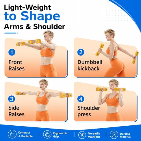 Adjustable Dumbbell Set, 4 in 1 Free Weights for Women with Fast Adjustment, Each 2.2/3.3/4.4/5.5lb Hand Weights, Compatible with Kettlebells for Home Gym Exercise & Fitness in Kuwait