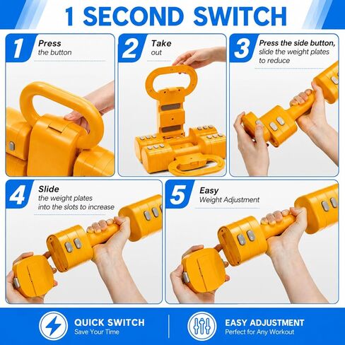 Adjustable Dumbbell Set, 4 in 1 Free Weights for Women with Fast Adjustment, Each 2.2/3.3/4.4/5.5lb Hand Weights, Compatible with Kettlebells for Home Gym Exercise & Fitness in Kuwait