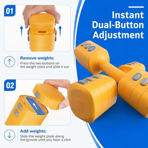 Adjustable Dumbbell Set, 4 in 1 Free Weights for Women with Fast Adjustment, Each 2.2/3.3/4.4/5.5lb Hand Weights, Compatible with Kettlebells for Home Gym Exercise & Fitness in Kuwait