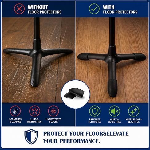 Aurelema 18 Pcs Universal Music Stand Foot Pads Protector, Anti Scratch Floor Protector Caps for Wood Tile Hard Floors, Easy Slip On Rubber Tips for Performance Practice Room in Kuwait