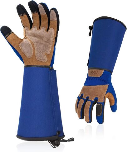 Vgo... Men's Extra-Long Leather Gardening Gloves, Gauntlet with Adjustable Cuff, Puncture & Thorn Proof, Touchscreen (CA9659) in Saudi Arabia
