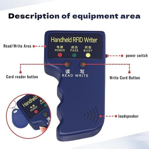 ناسخة محمولة، قارئ RFID، إعادة كتابة 125 كيلو هرتز، ناسخة بطاقة الهوية الذكية، قارئ التحكم الذكي في الوصول، يتضمن 6 قطع سلاسل مفاتيح T5577 فارغة قابلة للكتابة in Kuwait