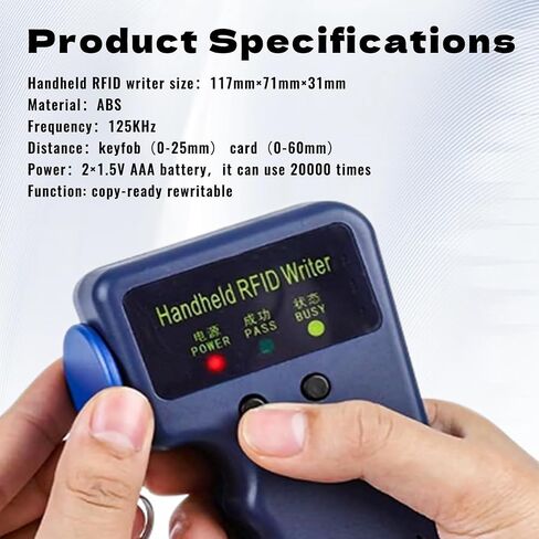 ناسخة محمولة، قارئ RFID، إعادة كتابة 125 كيلو هرتز، ناسخة بطاقة الهوية الذكية، قارئ التحكم الذكي في الوصول، يتضمن 6 قطع سلاسل مفاتيح T5577 فارغة قابلة للكتابة in Kuwait