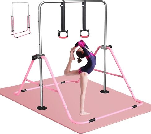 FBSPORT Gymnastics Bar for Kids, Adjustable Height Gymnastic Horizontal Bars,Junior Training Bar Children Folding Training Monkey Bars for Home Using in Kuwait