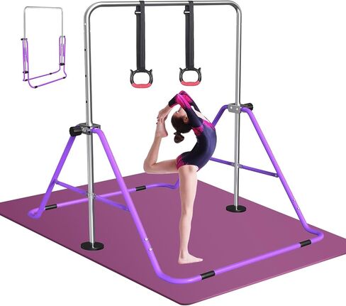 FBSPORT Gymnastics Bar for Kids, Adjustable Height Gymnastic Horizontal Bars,Junior Training Bar Children Folding Training Monkey Bars for Home Using in Kuwait