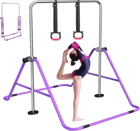FBSPORT Gymnastics Bar for Kids, Adjustable Height Gymnastic Horizontal Bars,Junior Training Bar Children Folding Training Monkey Bars for Home Using in Kuwait