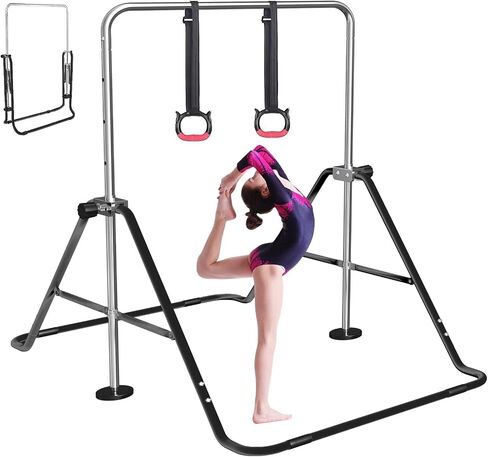 FBSPORT Gymnastics Bar for Kids, Adjustable Height Gymnastic Horizontal Bars,Junior Training Bar Children Folding Training Monkey Bars for Home Using in Kuwait