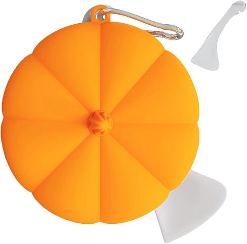 3 Sizes Three-Ring Universal Pet Food Can Lid, Pumpkin Shaped BPA Free Silicone Airtight Cover with Food Scraper Spoon & Portable Carabiner, Reusable Dog Cat Wet Food Storage Cover Orange in Kuwait