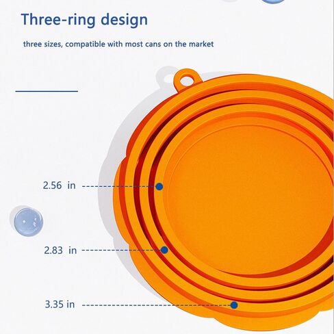 3 Sizes Three-Ring Universal Pet Food Can Lid, Pumpkin Shaped BPA Free Silicone Airtight Cover with Food Scraper Spoon & Portable Carabiner, Reusable Dog Cat Wet Food Storage Cover Orange in Kuwait