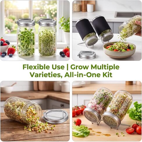 2 Pack Jar Mesh Lid, Stainless Steel Sprouting Lid with Screen for Seed & Strain (Silver, 3.39 Inch Diameter) in Kuwait