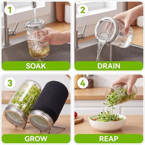 2 Pack Jar Mesh Lid, Stainless Steel Sprouting Lid with Screen for Seed & Strain (Silver, 3.39 Inch Diameter) in Kuwait
