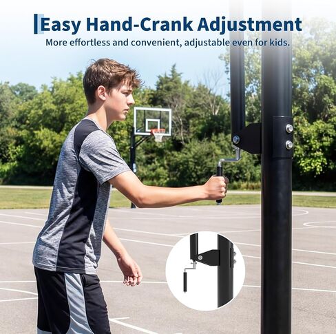 Garvee 54 Inch In Ground Basketball Hoop Outdoor 7.7-10FT Adjustable Height with Crank, in-Gound Basketball Goal System with Shatterproof PC Backborad and Solid Steel Rim in Kuwait