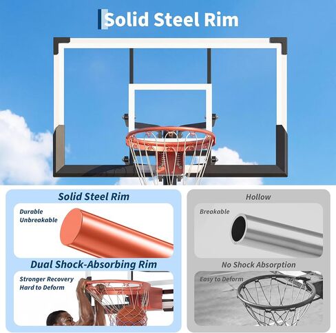 Garvee 54 Inch In Ground Basketball Hoop Outdoor 7.7-10FT Adjustable Height with Crank, in-Gound Basketball Goal System with Shatterproof PC Backborad and Solid Steel Rim in Kuwait