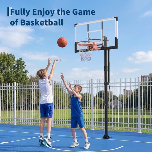 Garvee 54 Inch In Ground Basketball Hoop Outdoor 7.7-10FT Adjustable Height with Crank, in-Gound Basketball Goal System with Shatterproof PC Backborad and Solid Steel Rim in Kuwait