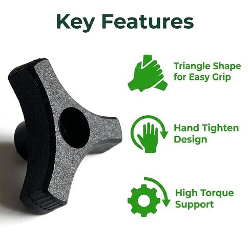 Black Plastic knob, 3/8-16 Three-Prong Wing nut, 2-inch Diameter, with Brass Insert (Pack of 5) in Kuwait