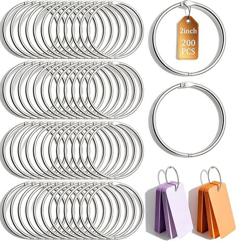200 Pack Loose Leaf Binder Ring 2 Inches, Keychain Key Ring with Metal Nickel Plated for Key, Index Cards, Notebooks, Photos Scrapbooks,School, Home, or Office Silver in Kuwait