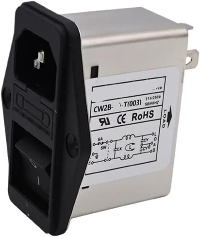 Black Switch Single Phase 220V Socket Type Double Insurance Power Filter CW2B-10A-T(CW2B-6A-T 004) in Kuwait