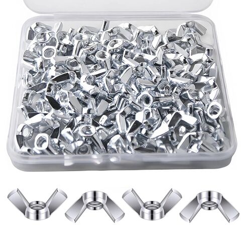 100 Pcs 1/4"-20 Wing Nuts, Carbon Steel Butterfly Nuts, Hand Twist Fasteners Hardware for Hurricane Shutters, Machinery, Furniture & DIY Projects, in Kuwait