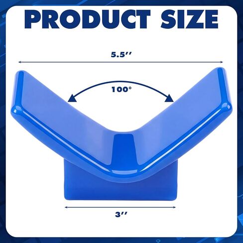 Tallew 2 Pcs Boat Trailer Bow Roller and V Bow Stop Kit, 4" TPU Bows Roller with 1/2" Shaft and End Bells + 3" Rubber V Bows Stop, Replacement Support for Marine Boat Trailer Accessories, Blue in Kuwait
