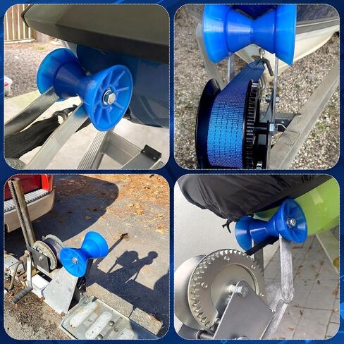 Tallew 2 Pcs Boat Trailer Bow Roller and V Bow Stop Kit, 4" TPU Bows Roller with 1/2" Shaft and End Bells + 3" Rubber V Bows Stop, Replacement Support for Marine Boat Trailer Accessories, Blue in Kuwait