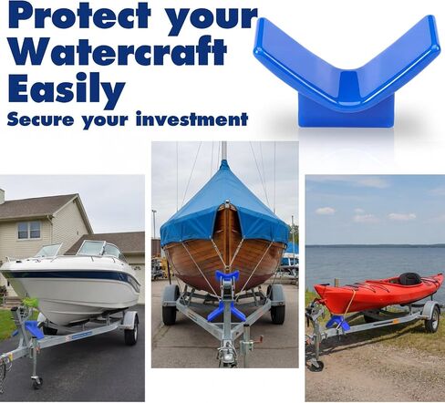 Tallew 2 Pcs Boat Trailer Bow Roller and V Bow Stop Kit, 4" TPU Bows Roller with 1/2" Shaft and End Bells + 3" Rubber V Bows Stop, Replacement Support for Marine Boat Trailer Accessories, Blue in Kuwait