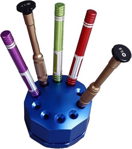 Screwdriver Storage Rack, 10 Holes Rotating Organizer Holder | Aluminum Alloy Anti-Slip Base, Space Saving Design for Workshop, Garage, Tool Bench in Kuwait