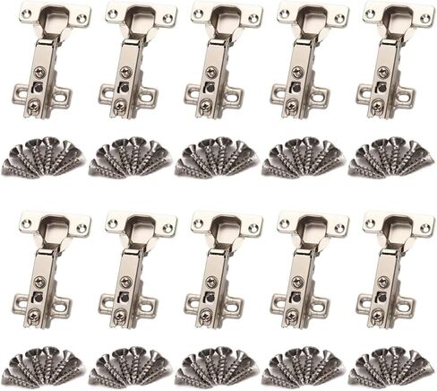 Stainless Steel T-Strap Heavy Shed Hinges 10x Soft Close Full Overlay Cabinet Hydraulic Door Silent Damping with Screws in Kuwait