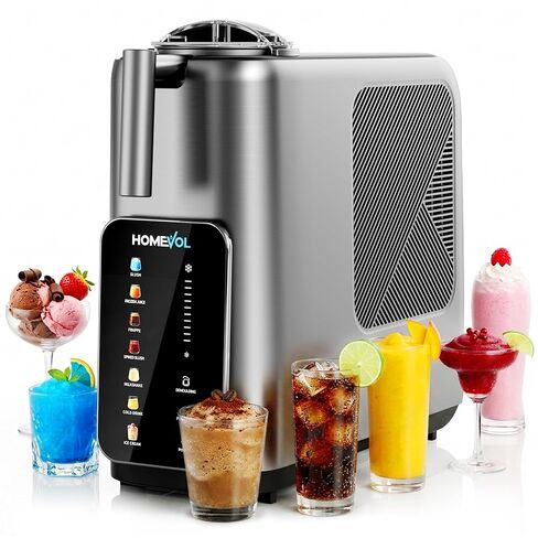 3-in-1 Slushie Machine, Ice Cream Maker & Frozen Drink Maker with 7 Preset Programs, No Ice Needed, 10 Mins Rapid Chill & Temperature Control, LED Display, 304 Stainless Steel, Removable Cup & Stirrer in Kuwait