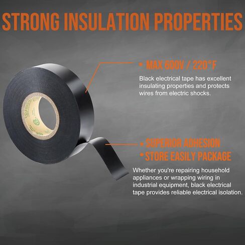 Lichamp 40 Pack Black Electrical Tape Waterproof, 3/4 in x 66ft, Industrial Grade UL/CSA Listed High Temp Electrical Tape Electric Super Vinyl in Saudi Arabia