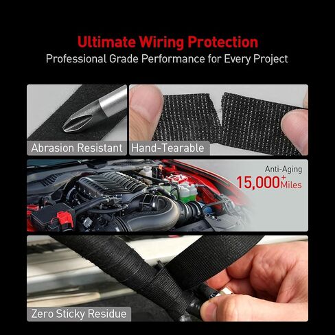 Wiring Harness Tape 1/2" x 50ft Professional Automotive Cloth Tape - High Heat Resistance Wire Loom Tape for Car Interior & Dash, Noise Dampening Fabric Electrical Tape in Saudi Arabia