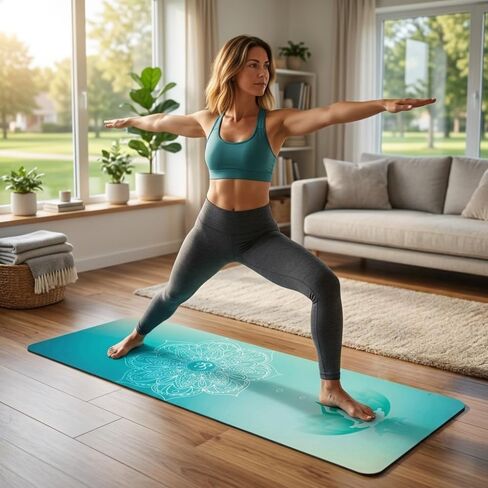 Premium Suede Yoga Mat with Natural Rubber Base - Foldable Travel Fitness Mat for Women & Men, Non-Slip & Absorbent Surface for Hot Yoga, Pilates & Meditation, Includes Portable Tote Bag in Saudi Arabia