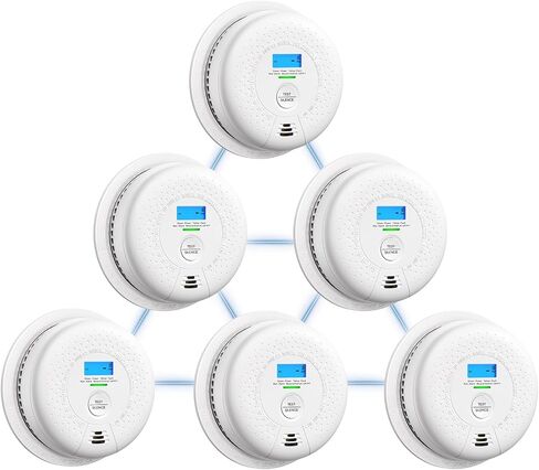 X-Sense Interconnected Smoke and CO Detector Combo, SC01-W, 6-Pack | 10-Year Sealed Battery (Not Hardwired), Whole-Home Wireless Interconnection, UL 217 & UL 2034 Certified in Kuwait