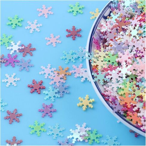 غسالة، غسالة غير قابلة للصدأ، زخارف Paillettes، 10 جم 9 مم ترتر PVC مسطح على شكل زهرة الثلج ترتر فضفاض (أزرق فاتح) in Kuwait