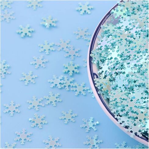 غسالة، غسالة غير قابلة للصدأ، زخارف Paillettes، 10 جم 9 مم ترتر PVC مسطح على شكل زهرة الثلج ترتر فضفاض (أزرق فاتح) in Kuwait