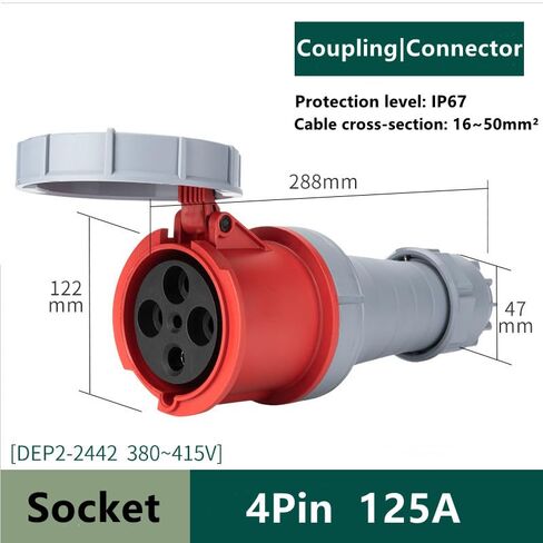 IEC60309 مقاوم للماء CEE مقبس توصيل صناعي 4Pin 125A 380-415V 3P + E IP67 in Kuwait
