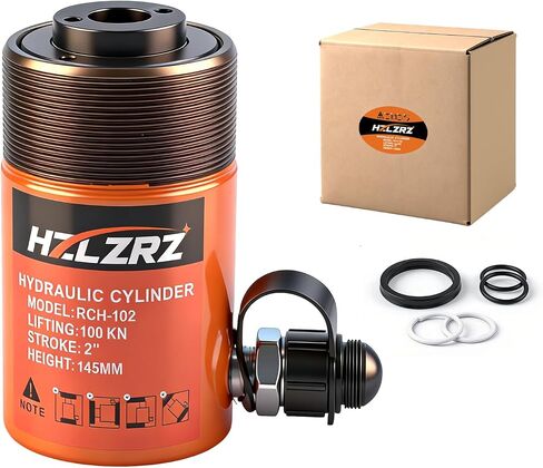 HZLZRZ 14 Ton Hydraulic Hollow Ram Cylinder, 2 Inch (50mm) Stroke Single Acting Hydraulic Jack with Threaded Top Cap for Pulling & Lifting, Low Profile for Confined Space – RCH-102 in Kuwait